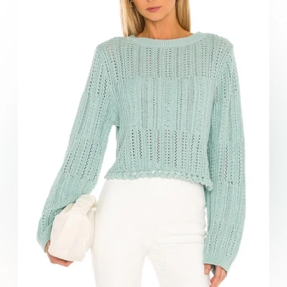 Jonathan Simkhai amberly chunky cropped pullover sweater size large tide pool